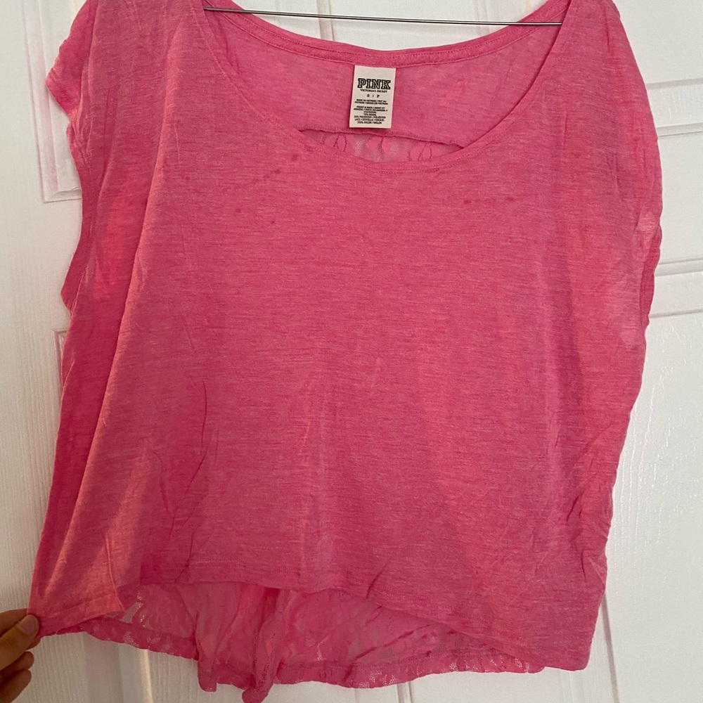 Pink lace crop top